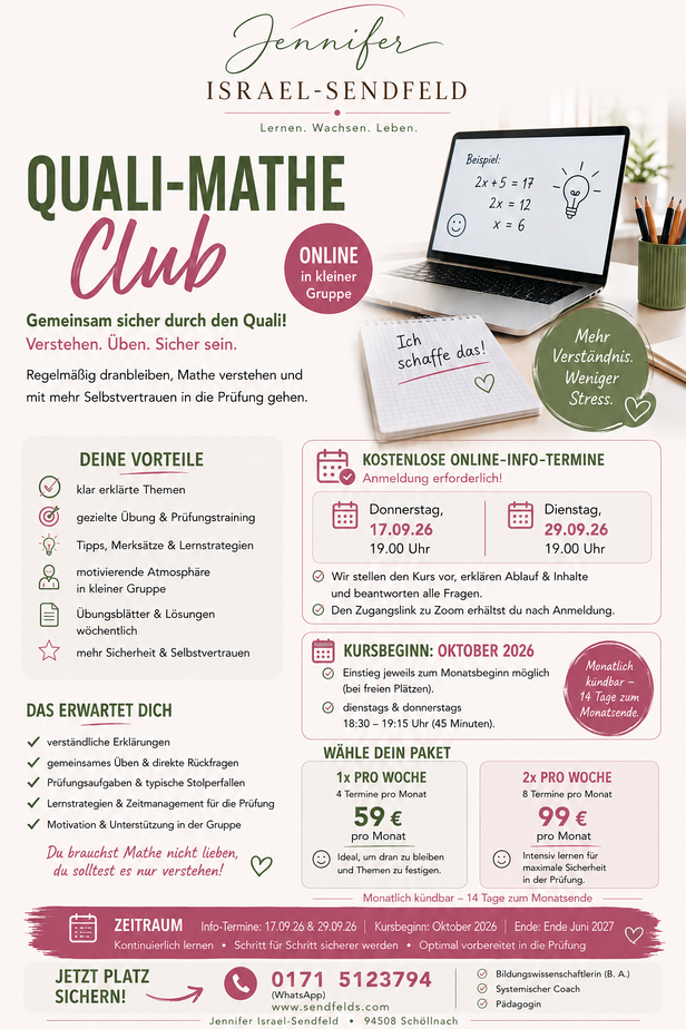 Mathe Club fuer den Quali Erfolg
