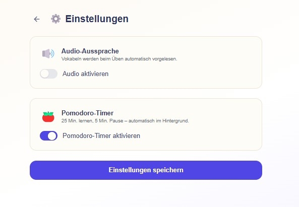 VocClock Einstellungen