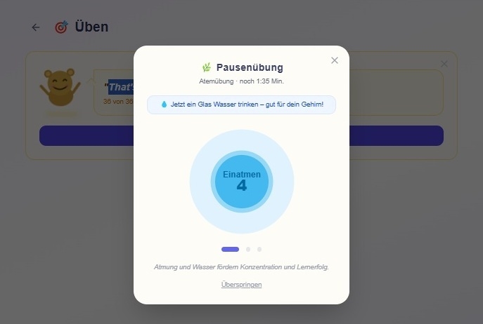 VocClock Pause Trinkerinnerung